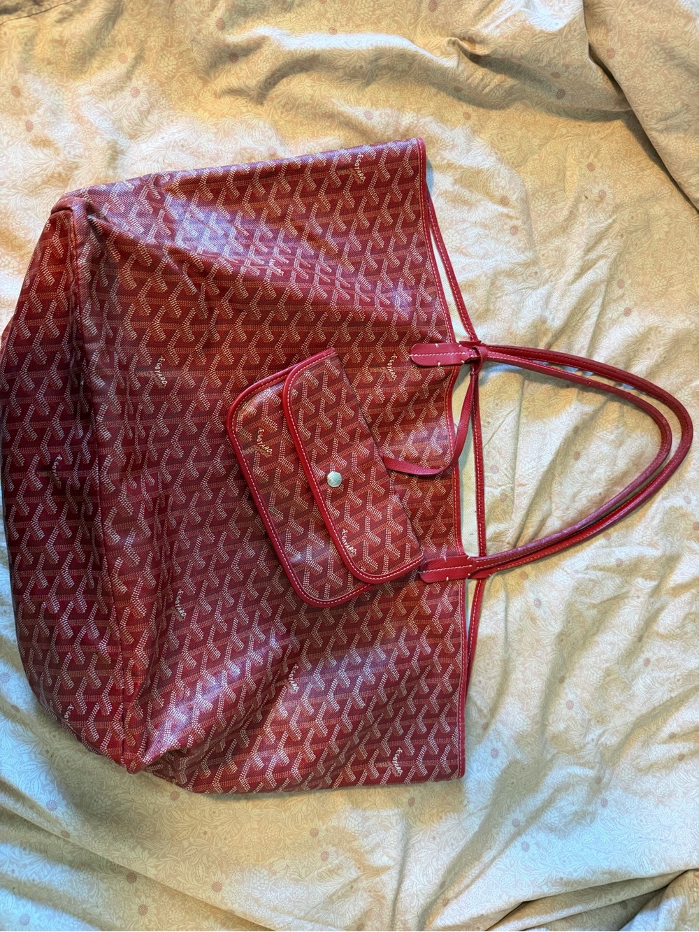 Authentic Goyard chevron red goyardine tote with certificate of authenticity
